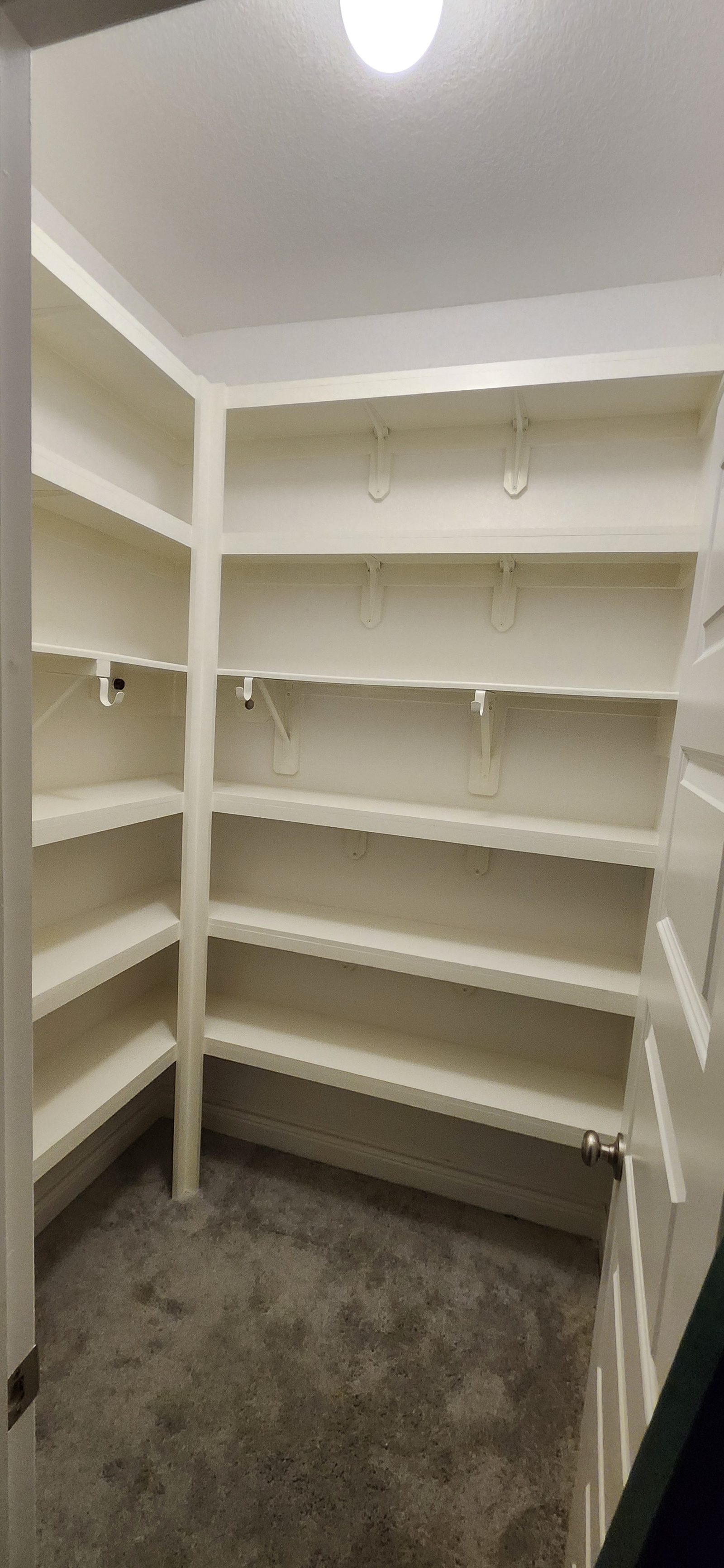 Walk-in closet with added built-in shelving in Katy, TX