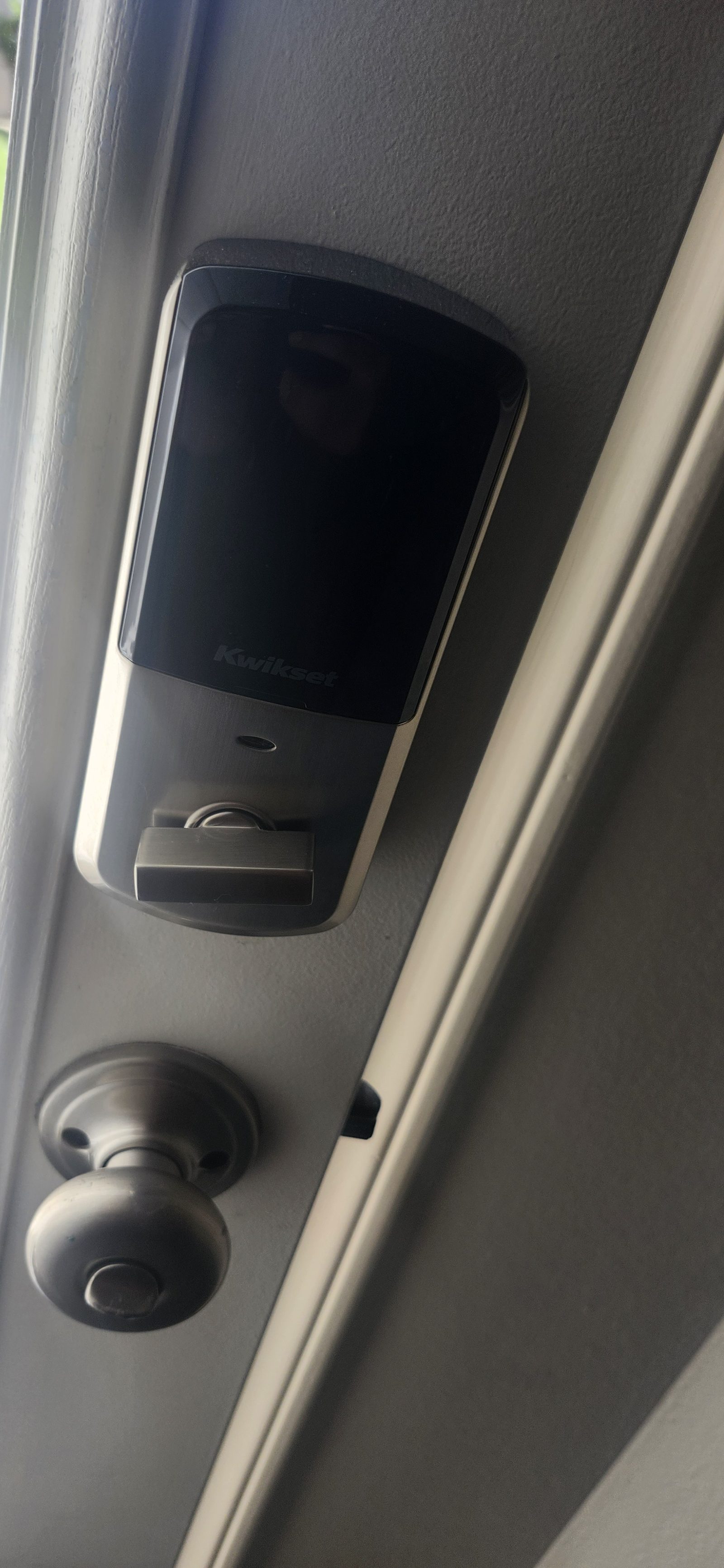 Electronic keypad deadbolt lock installed on an exterior door in Katy, TX